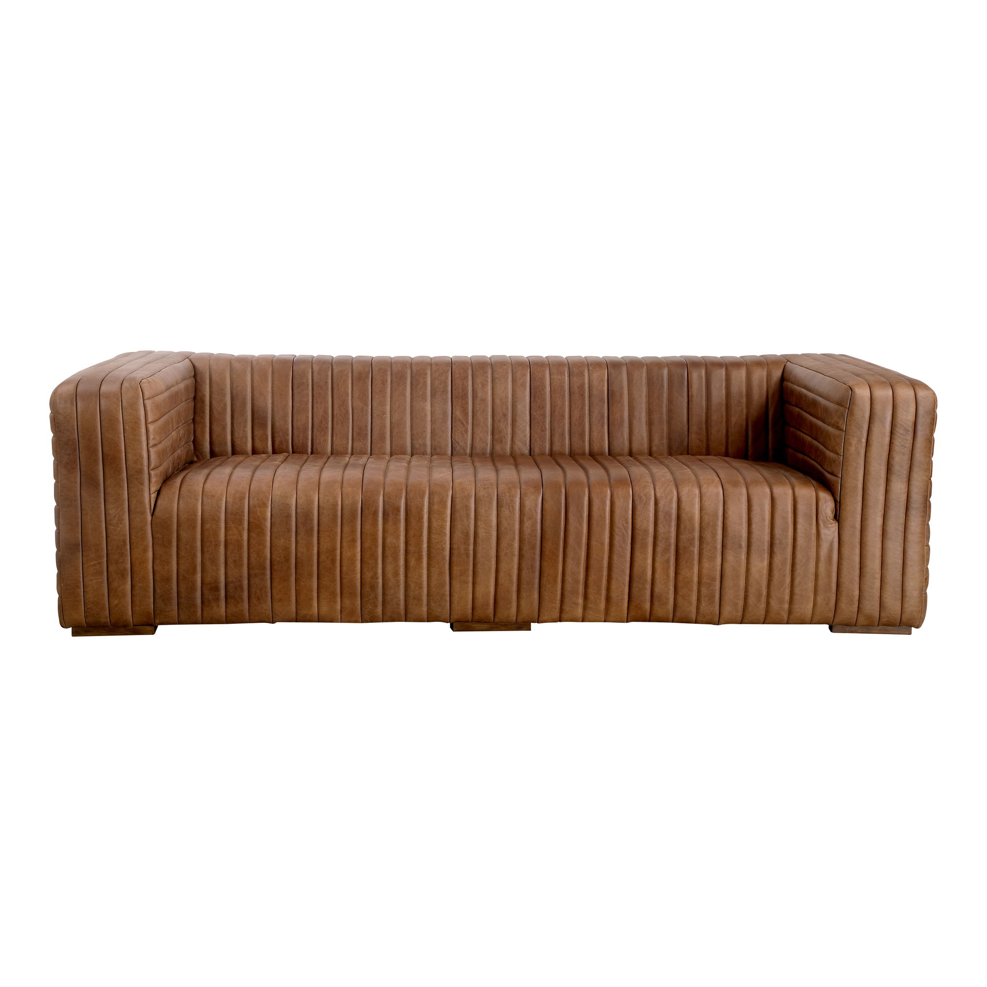 Castle Sofa Brown, Sofas & Sectional by Moe's Home, 95" width x 27.5" height x 39" depth View 1