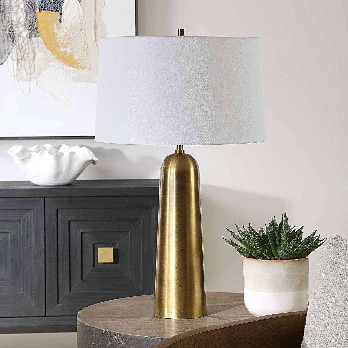 Flinchem Brass Table Lamp, by Uttermost, 17" width x 28" height x 17" depth View 4