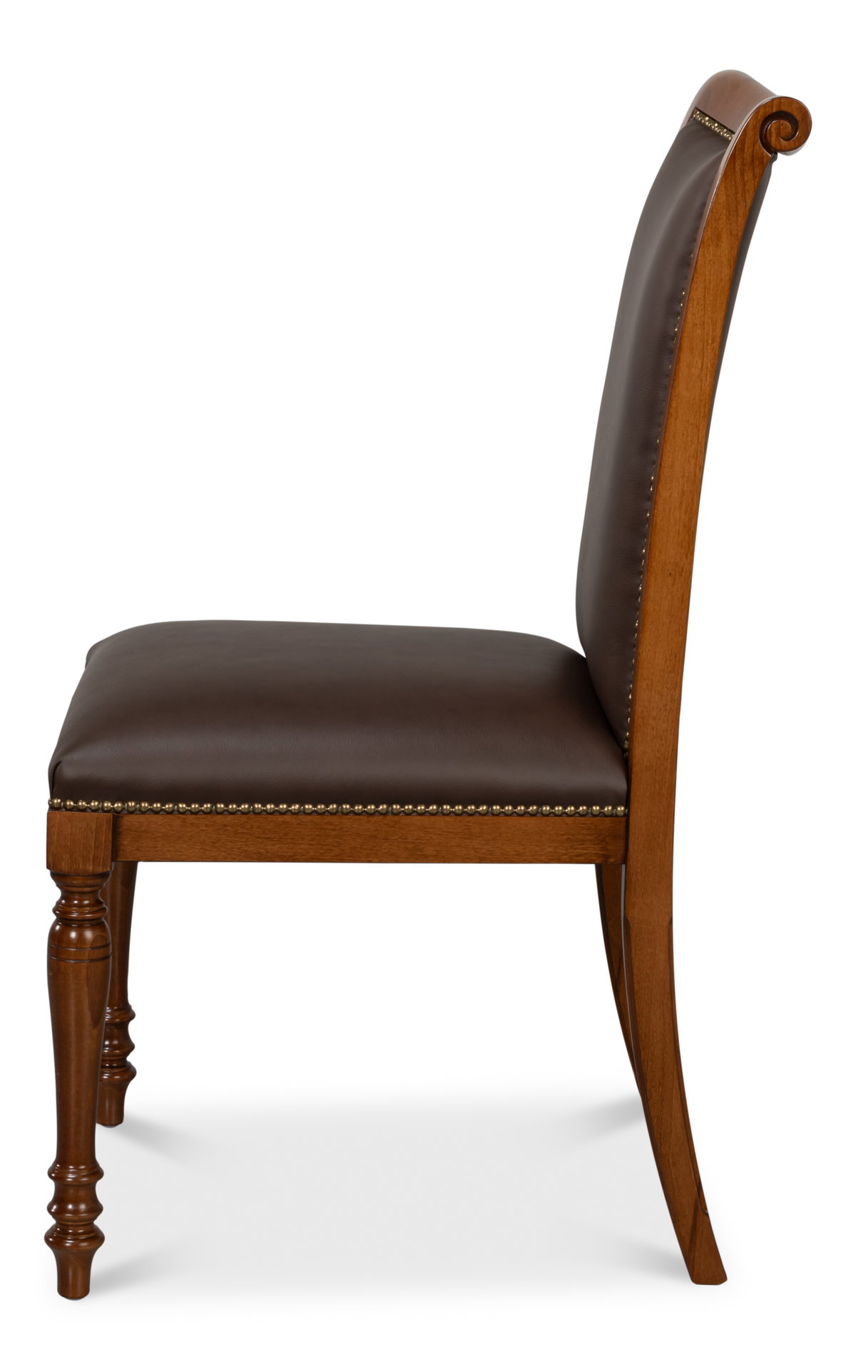 Camile Leather Side Chair  Brown, by Sarreid, 2'3" length x 1'9" width x 3'3" height View 9