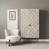Vyra Dark Brown Wood with Cream Fabric Accent Chair, by Mercana, 26.97" length x 29.13" width x 27.55" height thumbnail 2
