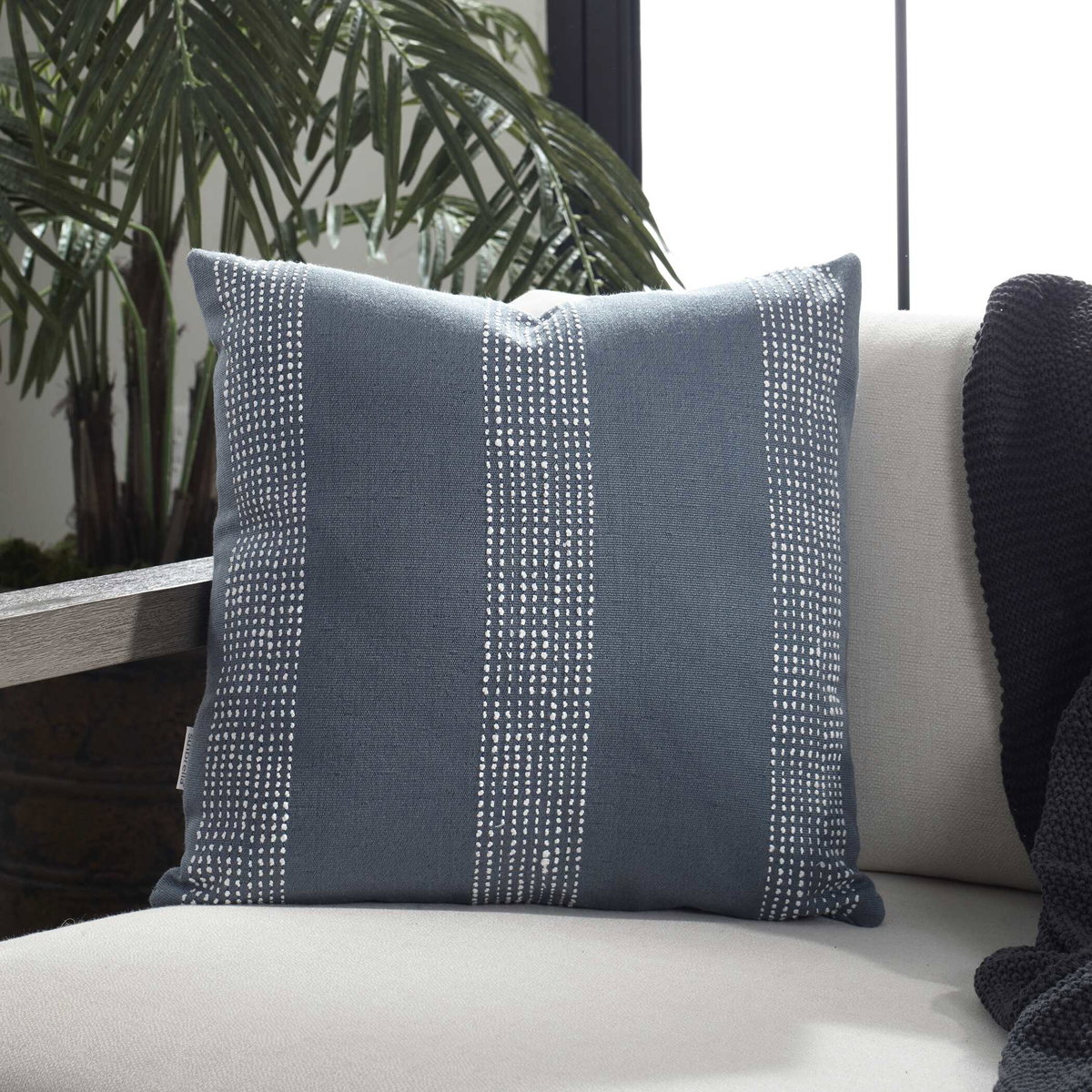 Caper Slate Blue Outdoor Pillow, Decorative by Uttermost, 20" width x 20" height x 8" depth View 2