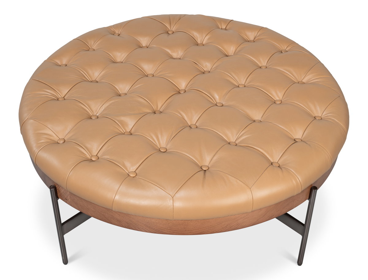 Corbet Cocktail Ottoman  Caramel Brown, by Sarreid, 3'3" length x 3'3" width x 1'4" height View 9