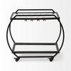Chriselle Black Metal And Glass Two Tier Bar Cart, Bar Carts & Cabinet by Mercana, 38" length x 18.5" width x 32.5" height thumbnail 6