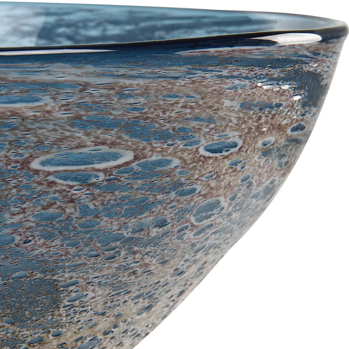 Genovesa Aqua Glass Bowl, Decorative Tray by Uttermost, 14.25" width x 6" height x 14.25" depth View 6