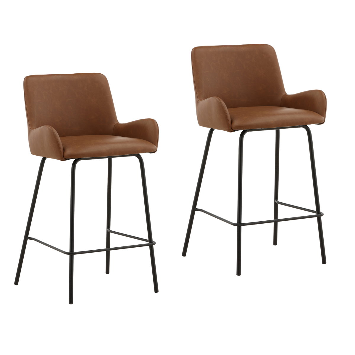 Zamar Counter Stool Set of 2 Saddle, Counter & Bar Stool by Dovetail, 21.75" width x 37.5" height x 20" depth View 1