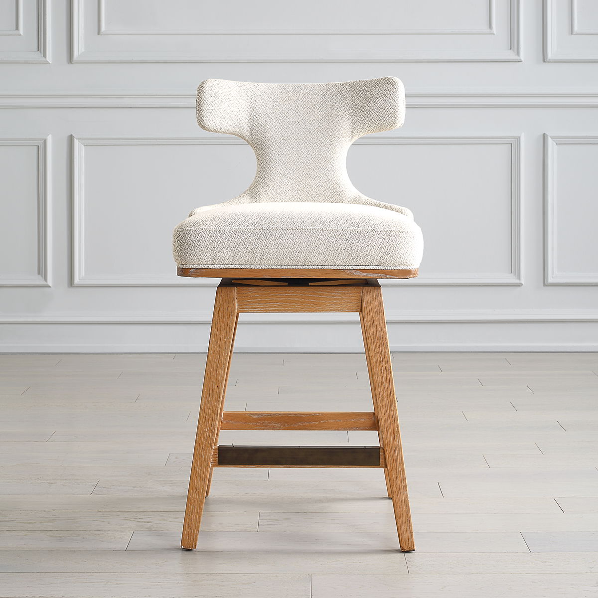 Klismos Off-White Fabric Counter Stool, Counter & Bar Stool by Uttermost, 20" width x 38.25" height x 21.5" depth View 2