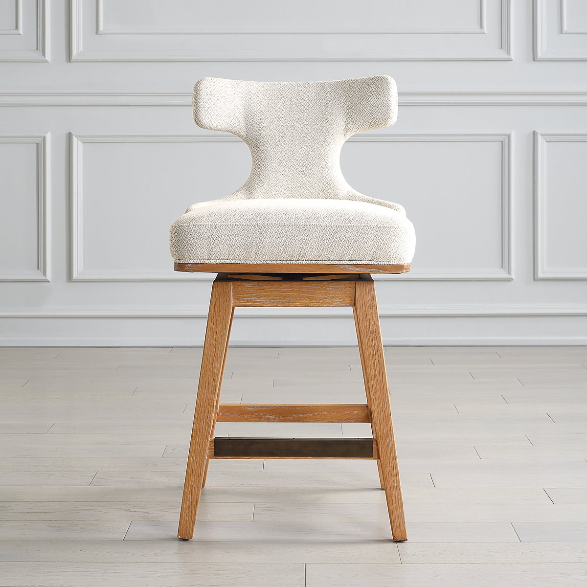 Klismos Off-White Fabric Counter Stool, Counter & Bar Stool by Uttermost, 20" width x 38.25" height x 21.5" depth View 2