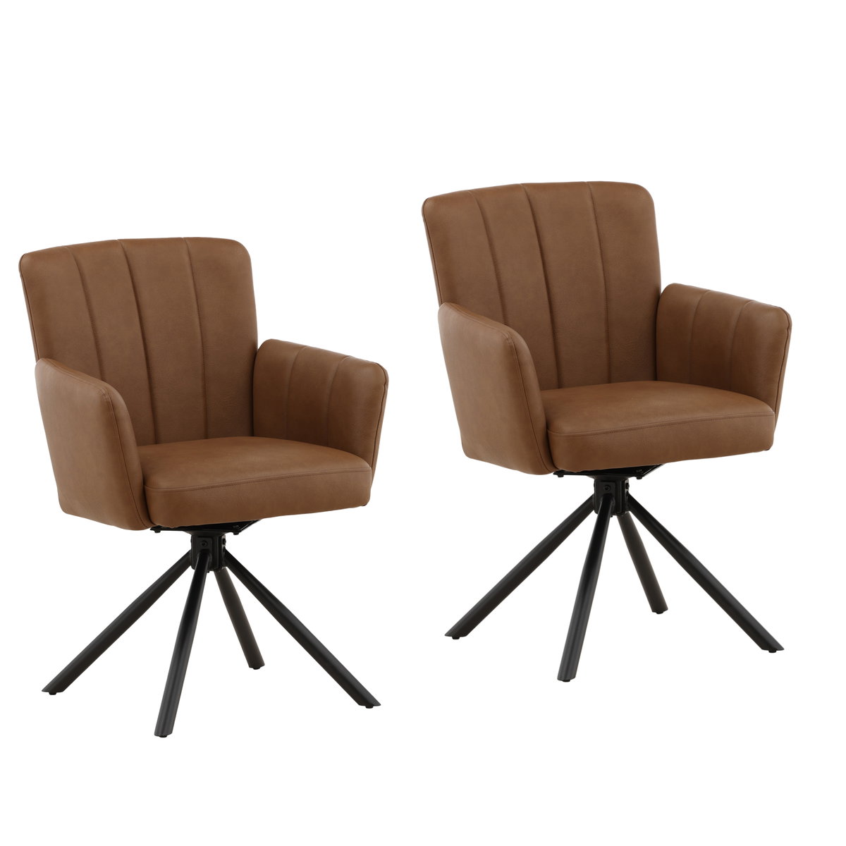 Stefano Dining Chair Set of 2 Cognac, by Dovetail, 23.5" width x 33.25" height x 24.5" depth View 1