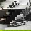 Divina Black-Brown Wood with White Marble Top and Black Metal Base Sideboard thumbnail 3