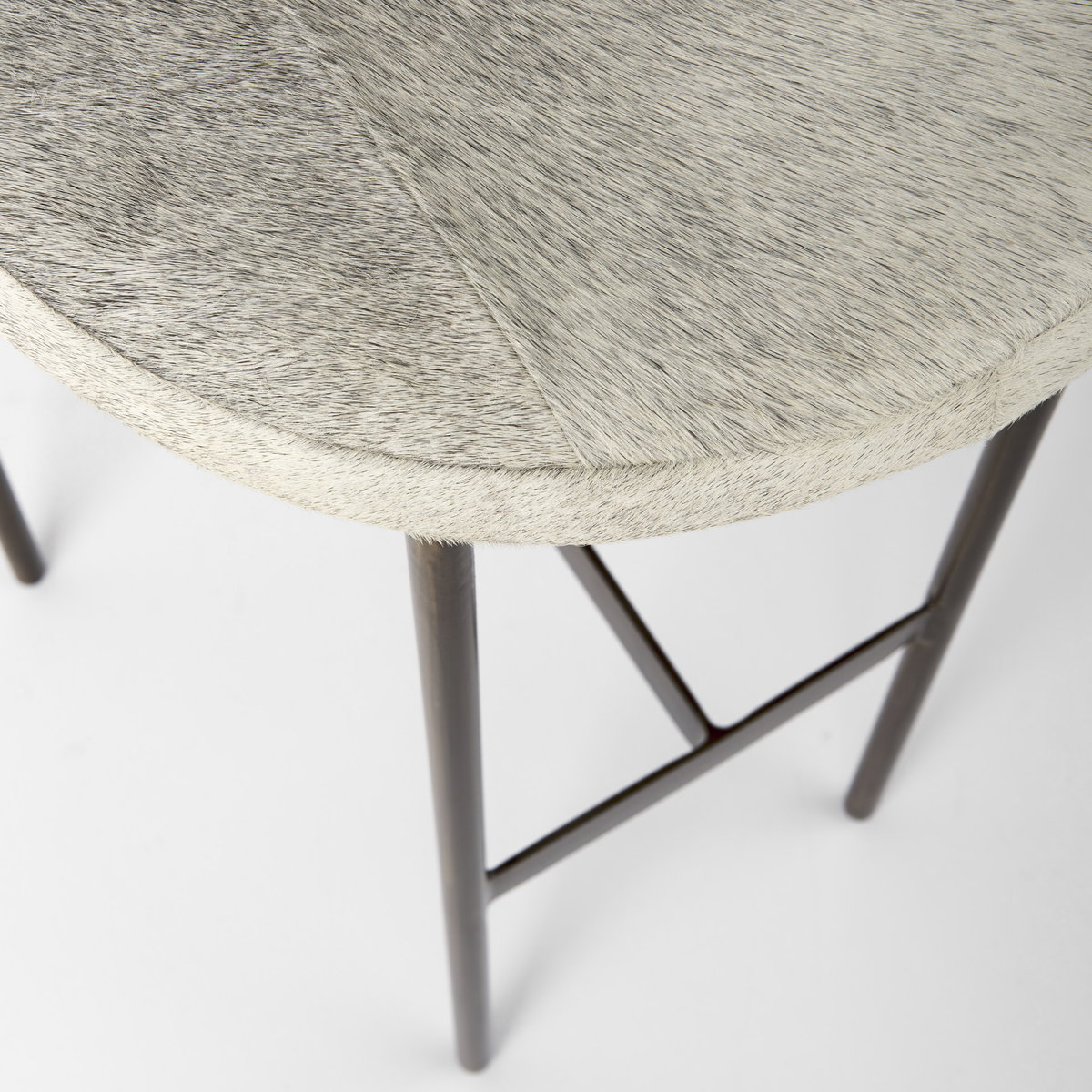 Millie Backless 30in Seat Bar Stool | Gray Hair-On-Hide with Gold Metal, Counter & Bar Stool by Mercana, 16.75" length x 17.75" width x 30" height View 11
