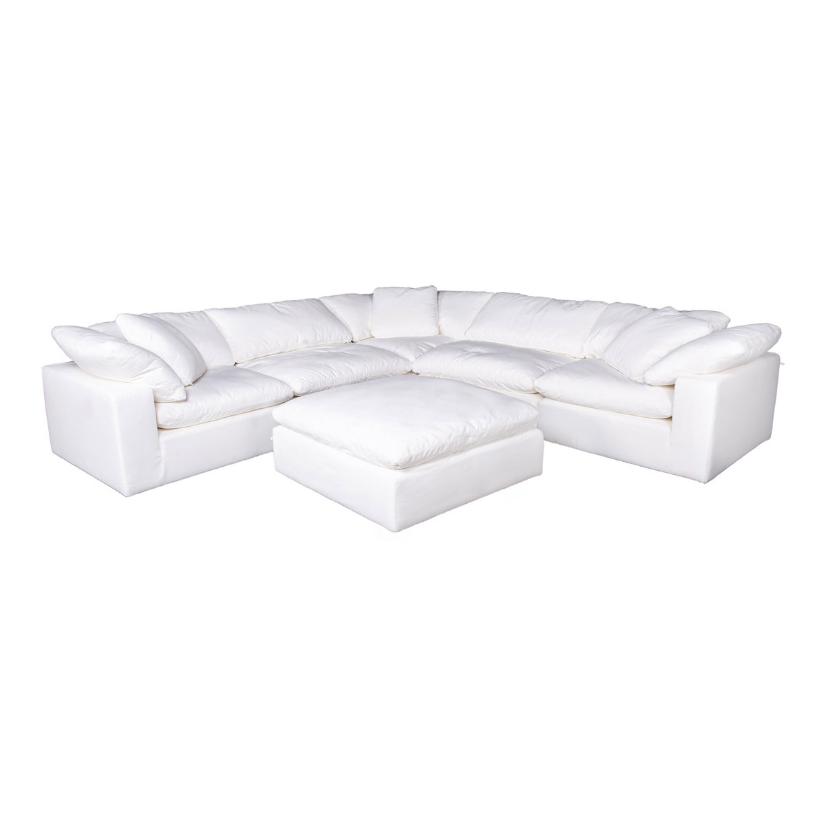 Clay Ottoman Cream White, by Moe's Home, 44.5" width x 19.5" height x 44.5" depth View 6