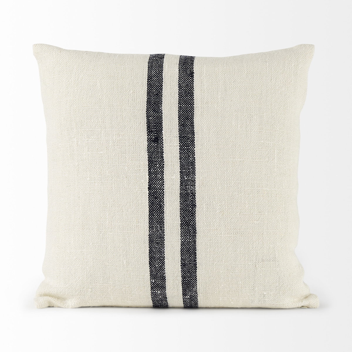 Sandra 18 x 18 Beige With Blue Stripes Decorative Pillow Cover, by Mercana, 18" length x 18" width x 0.2" height View 5