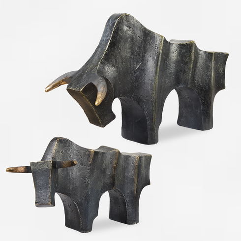 Regal Bull Bronze Sculptures Set/2