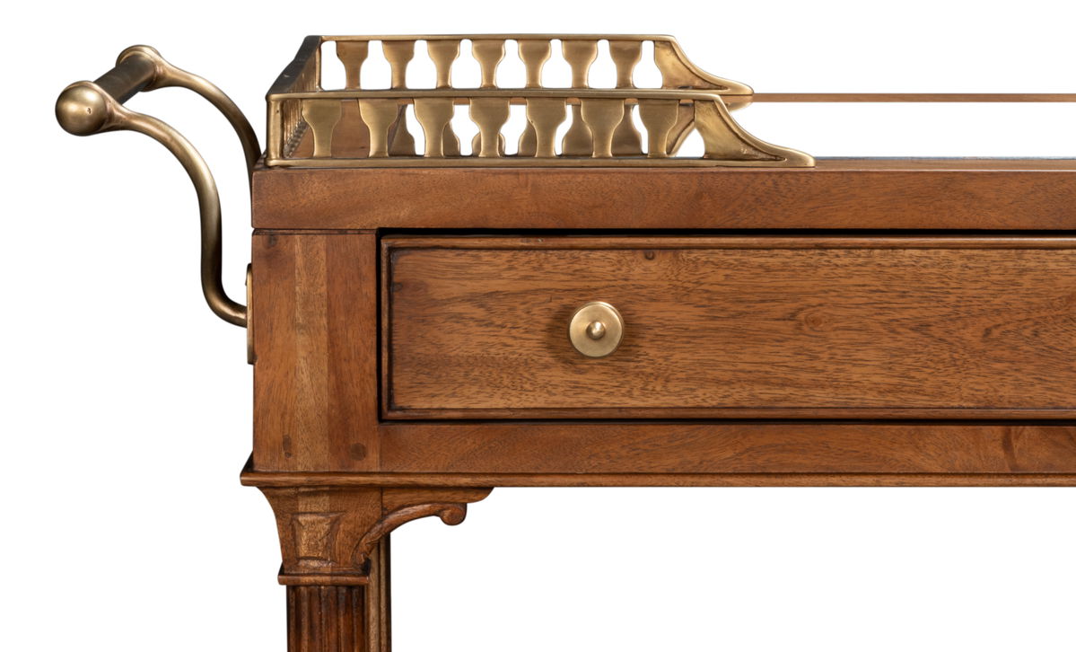 Capital Serving Cart  Fruitwood Finish, by Sarreid, 1'7" length x 4'4" width x 3'3" height View 11