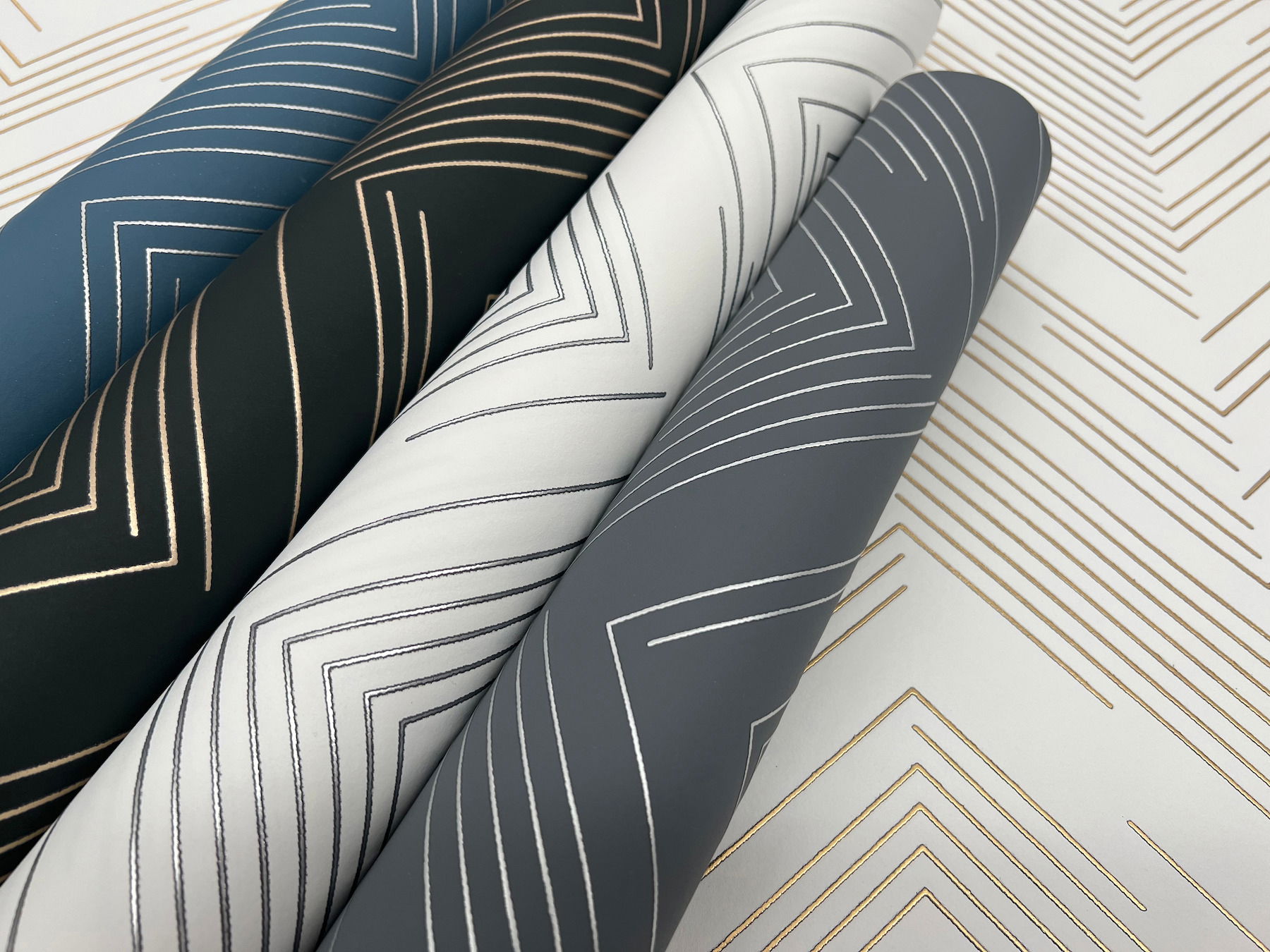 Polished Chevron Charcoal & Silver Wallpaper large image 