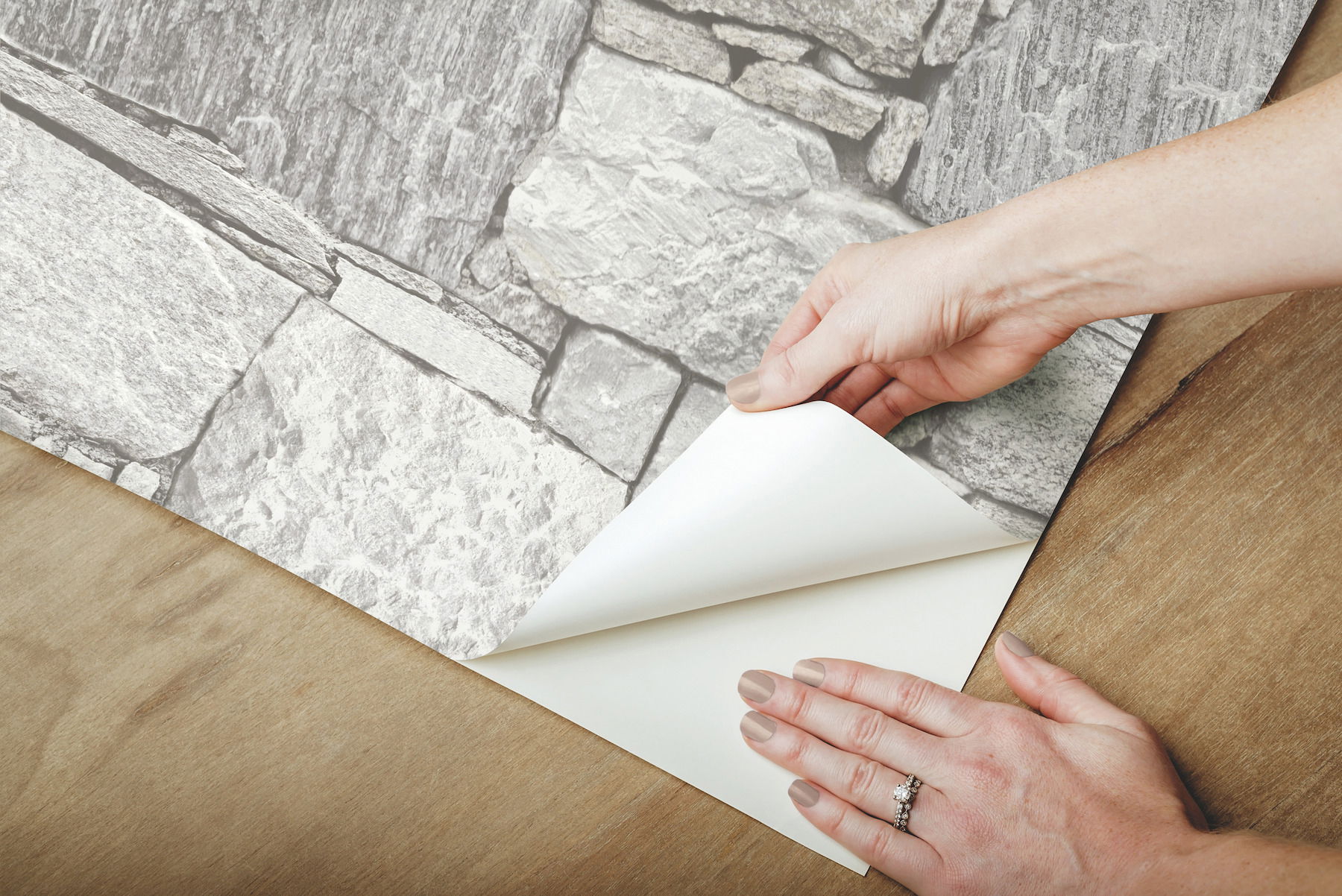 Chateau Stone Grey Peel & Stick Wallpaper large image 