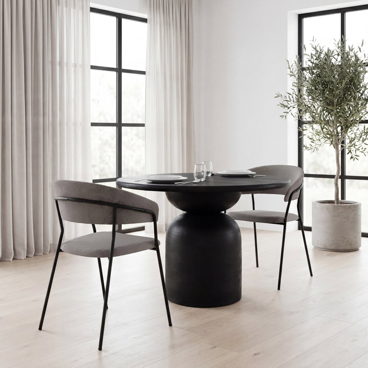 Carolyn Contoured Back Dining Side Chair | Gray Fabric with Metal, Dining Chair by Mercana, 20.5" length x 22.75" width x 31" height View 4