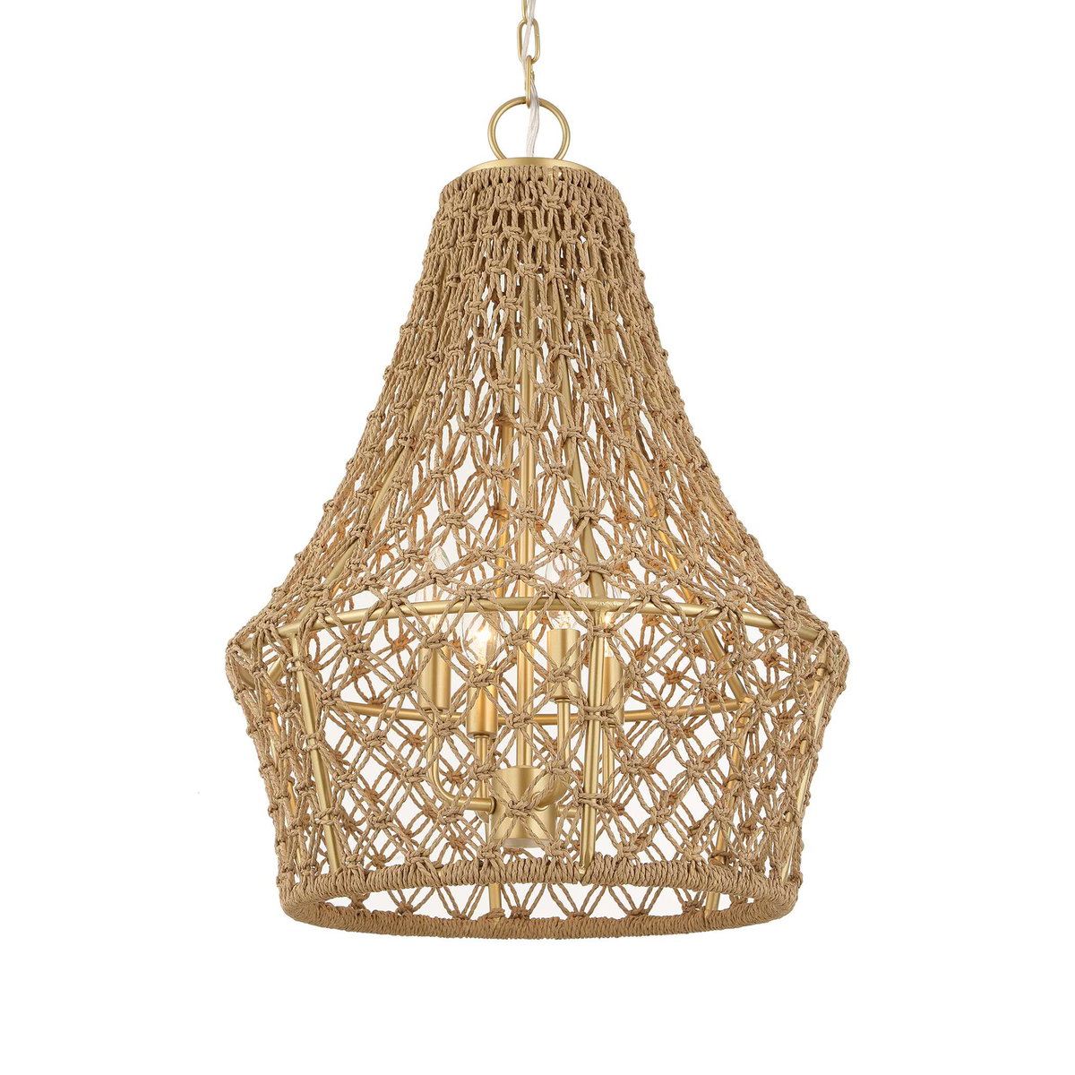 Macrame 4 Light Rope Pendant, by Uttermost, 18" width x 25.5" height x 18" diameter View 1