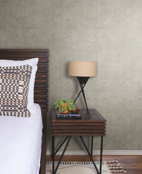 Concrete Dark Grey & Copper Metallic Wallpaper