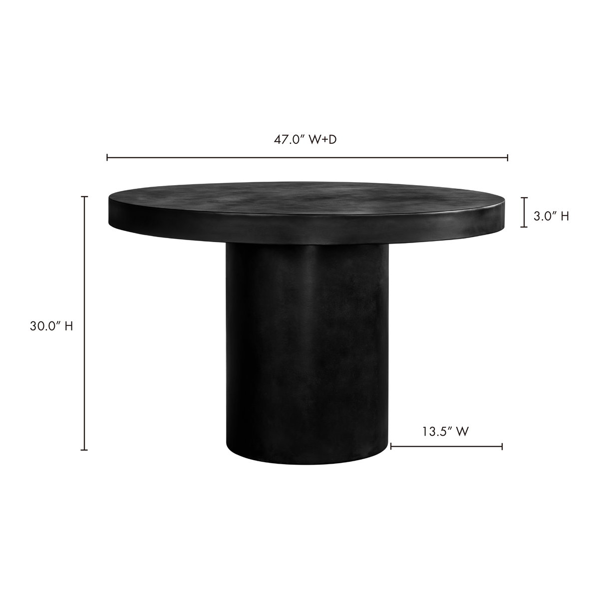 Cassius Round Outdoor Dining Table Black, Outdoor Table by Moe's Home, 3'11" width x 2'6.5" height x 3'11" depth View 5