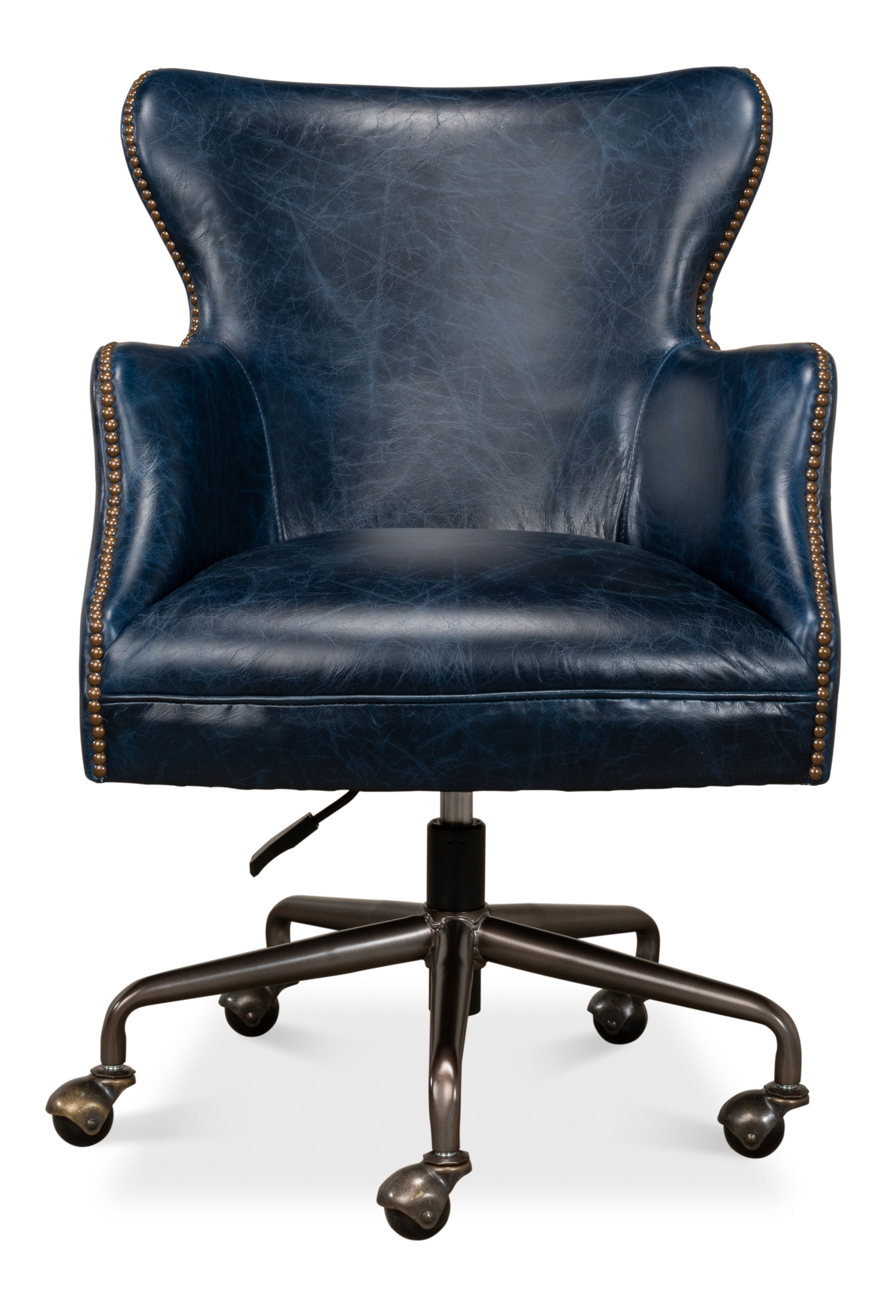 Andrew Jackson Desk Chair, Chateau Blue, Seating by Sarreid, 25" length x 29" width x 35" height View 2