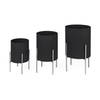 Claypoole (Set of 3) Black Plant Stands, Planter by Mercana, 15" length x 15" width x 24.5" height thumbnail 1