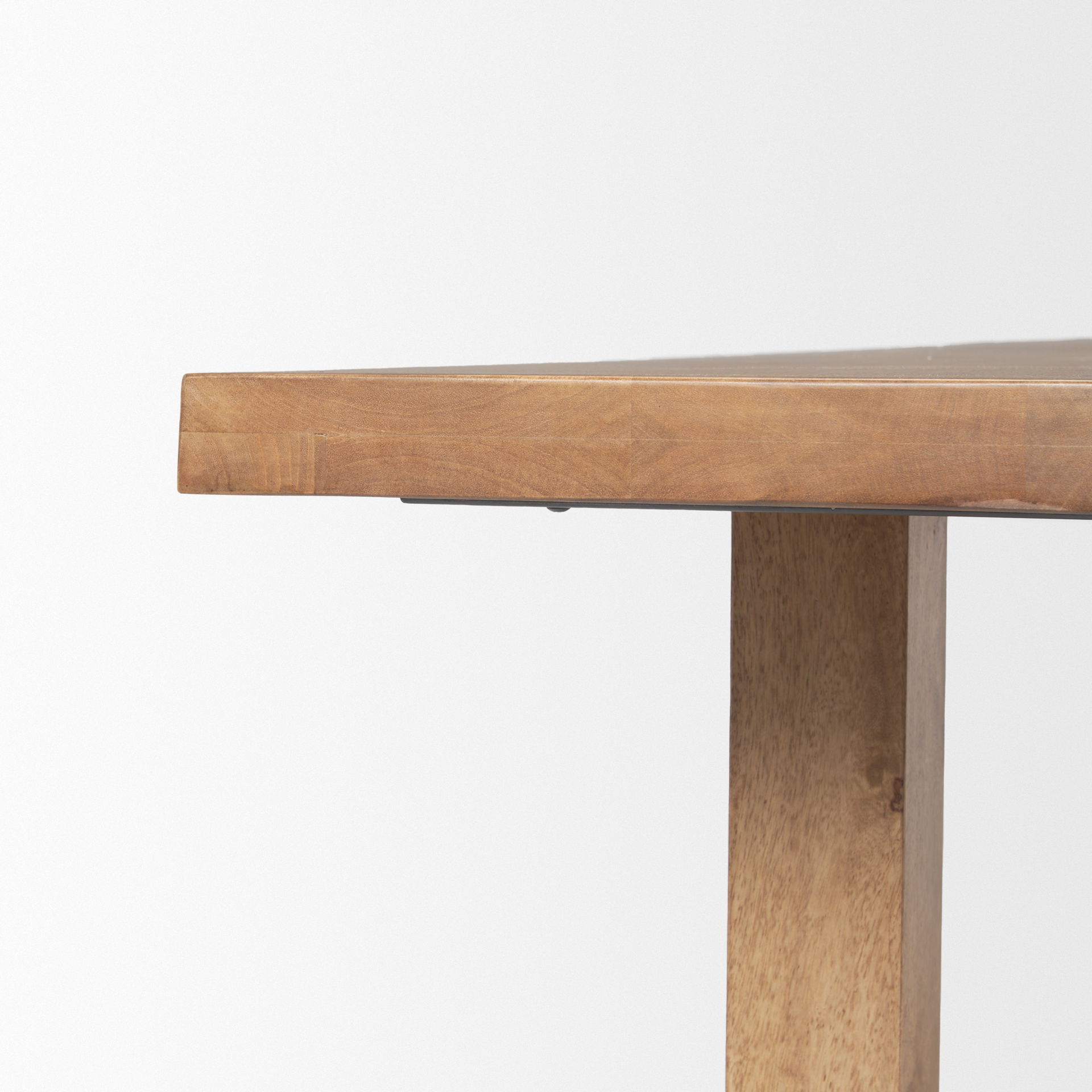 Suke Rectangular Natural Wood Trestle Dining Table, by Mercana, 84" length x 42" width x 30" height View 10