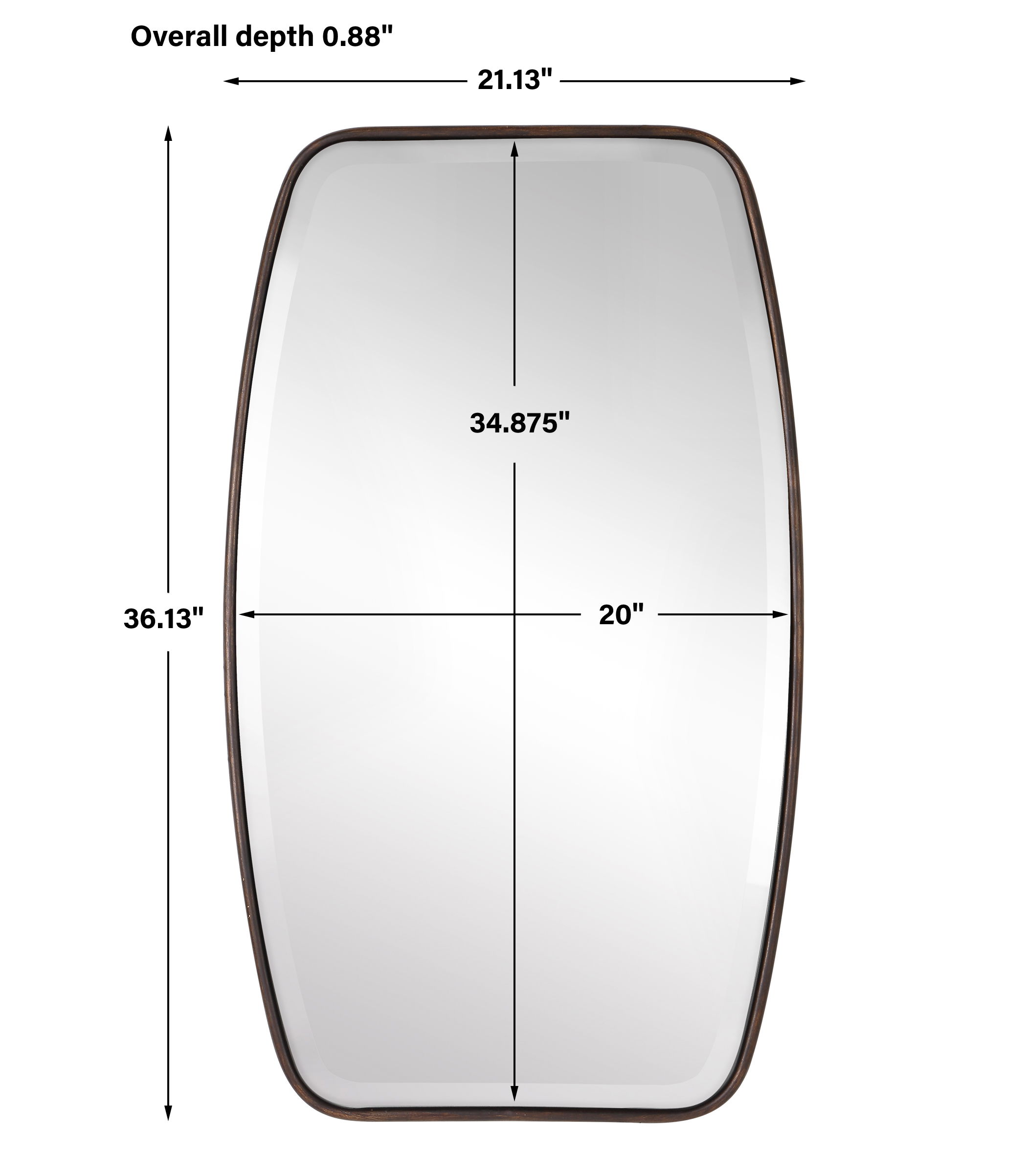 Canillo Bronze Mirror, by Uttermost, 21.13" width x 36.13" height x 0.88" depth View 3