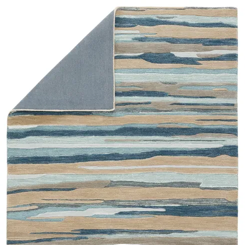 Fragment Abstract Handmade Tufted Wool Blue/Beige Area Rug