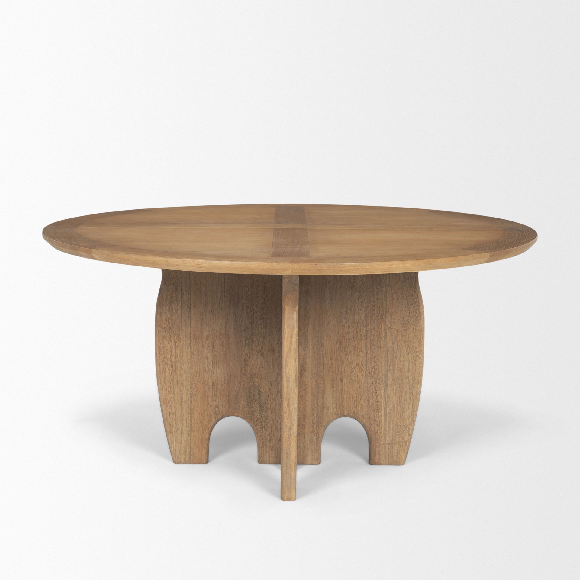 Sonomi Brown Solid Rubber Wood with Round Oak Tabletop Dining Table large image 