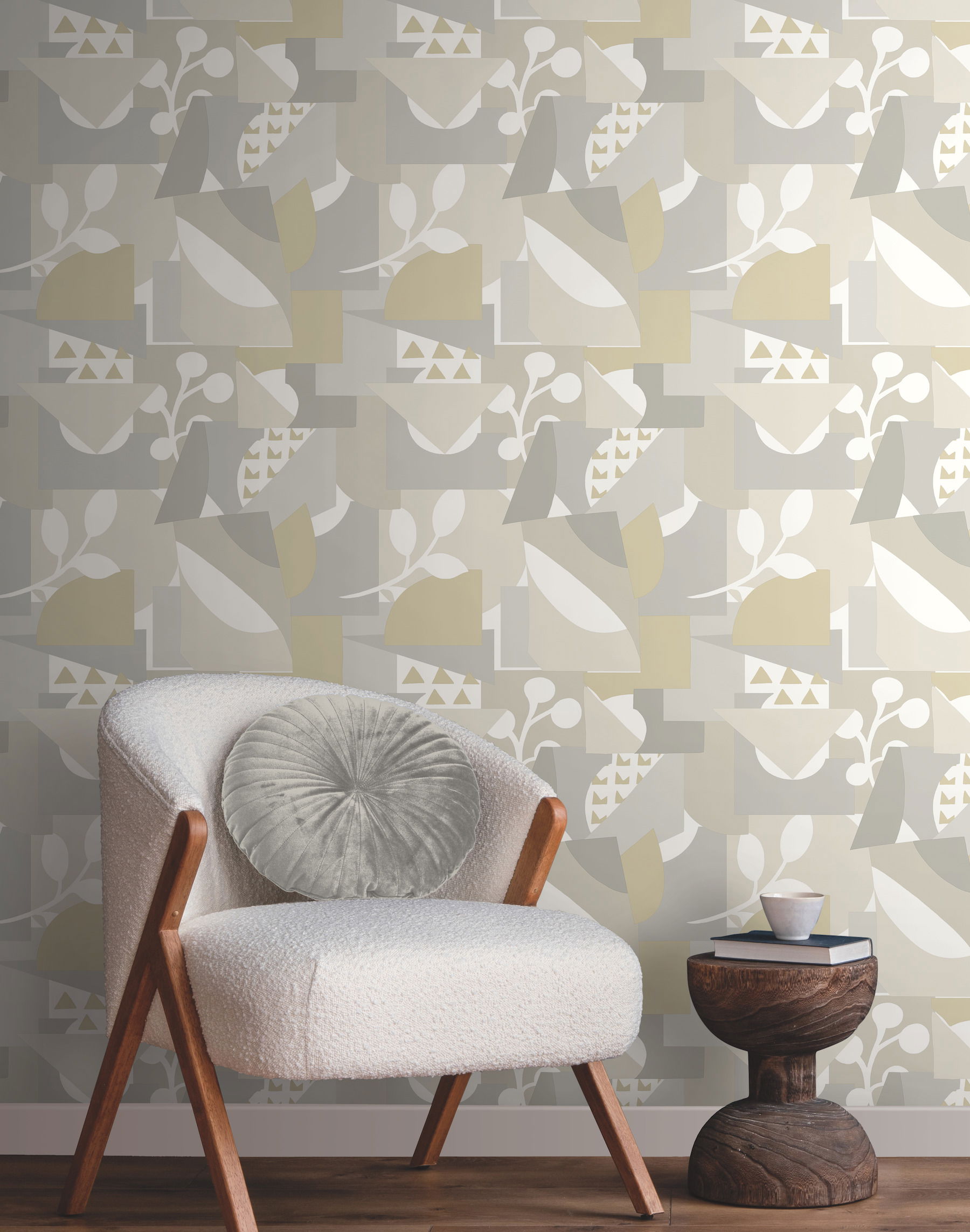 Cut Outs Neutral Wallpaper, by York Wall, 27' length x 2'3" width x 0.02" depth View 2