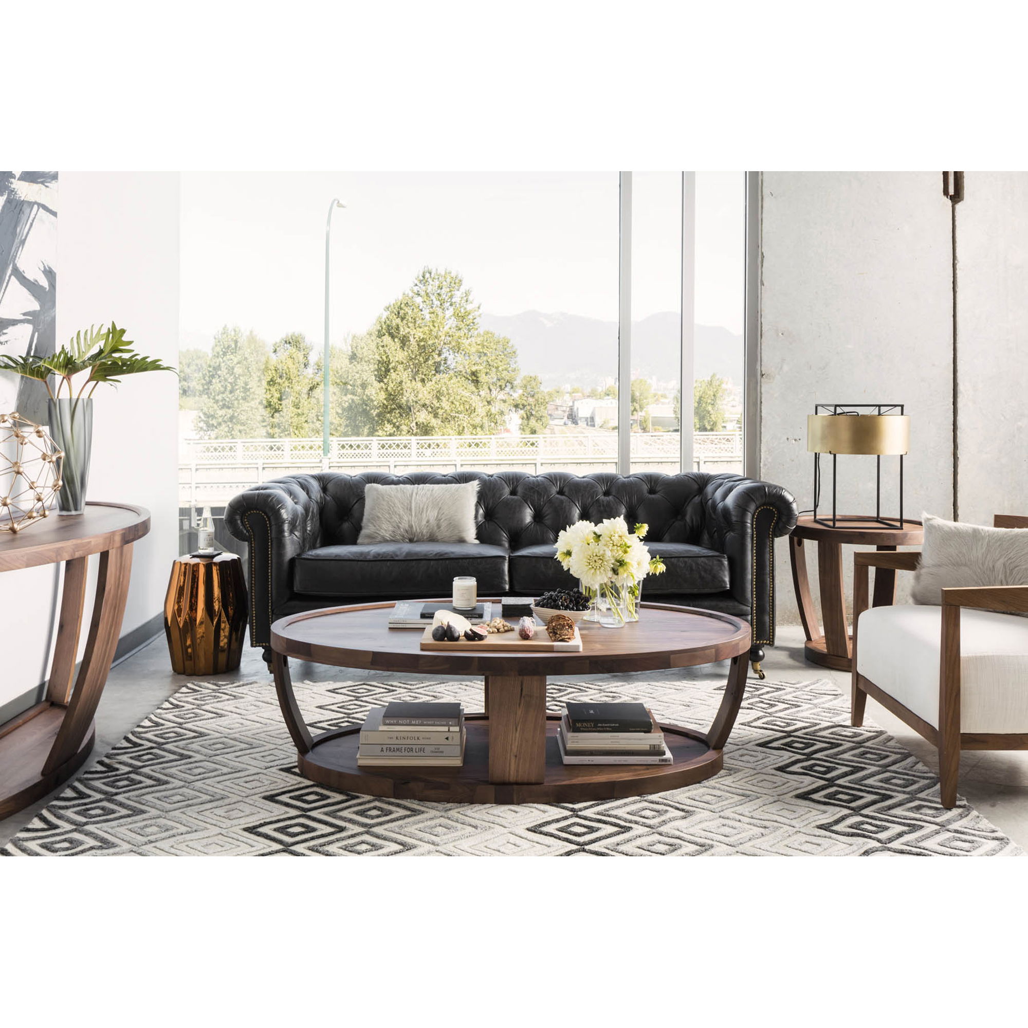 Birmingham Sofa Black Leather, Sofas & Sectional by Moe's Home, 87" width x 29" height x 36" depth View 12