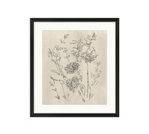 Online Designer Bathroom Blooming Sketch 6, 18"X20", Black Frame