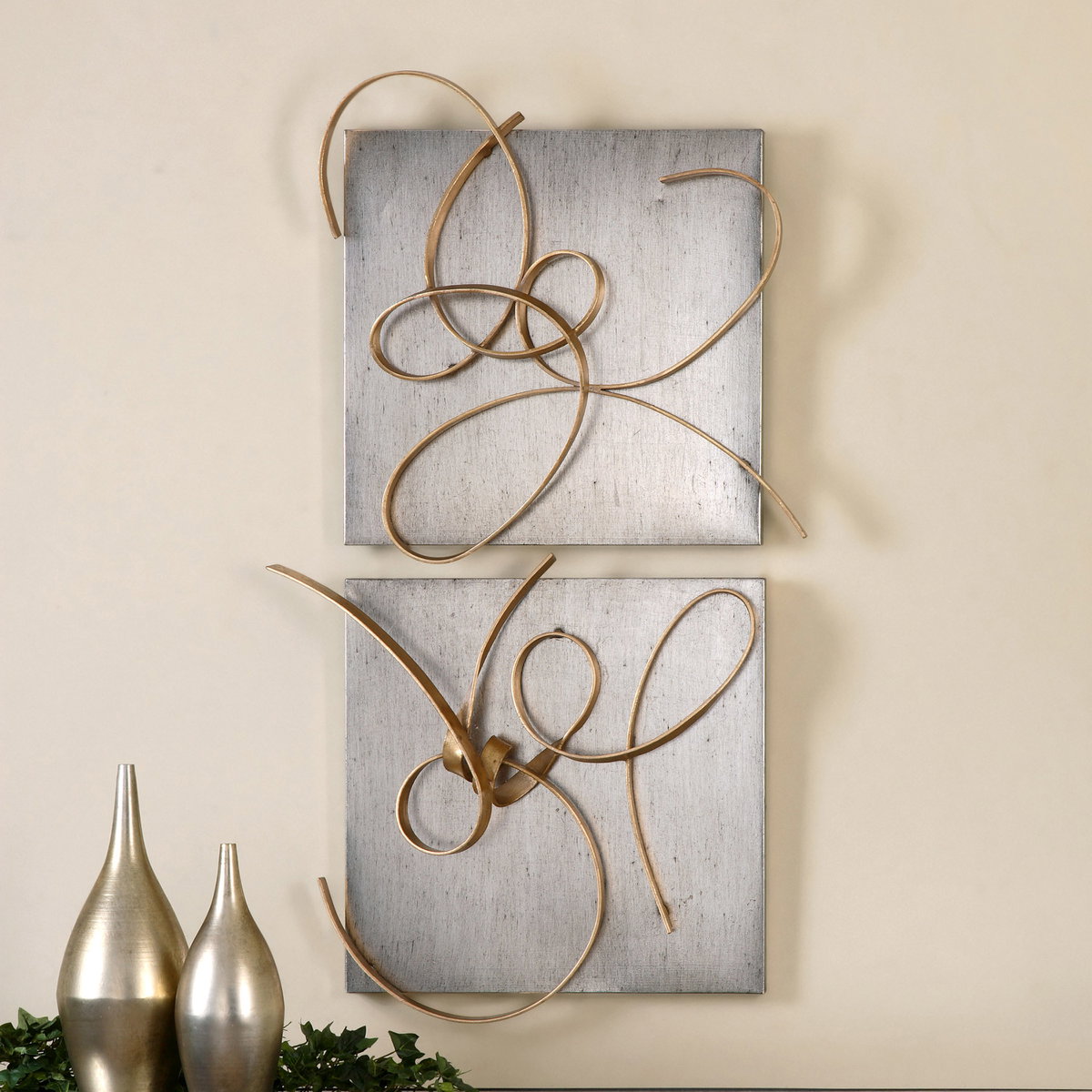 Harmony Metal Wall Art Set/2, Sculptural Wall Art by Uttermost, 24" width x 23.25" height x 4" depth View 5