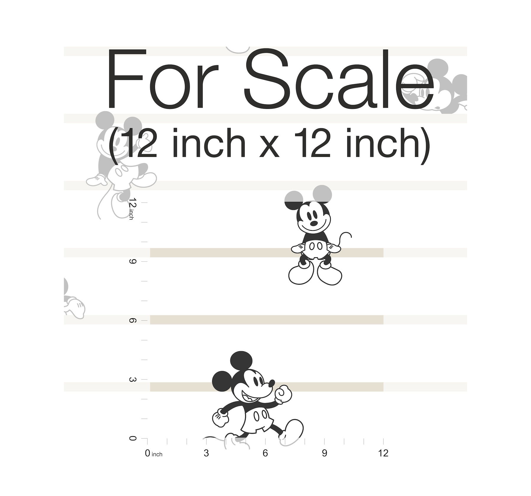 Disney Mickey Mouse Stripe Black & White Wallpaper large image 