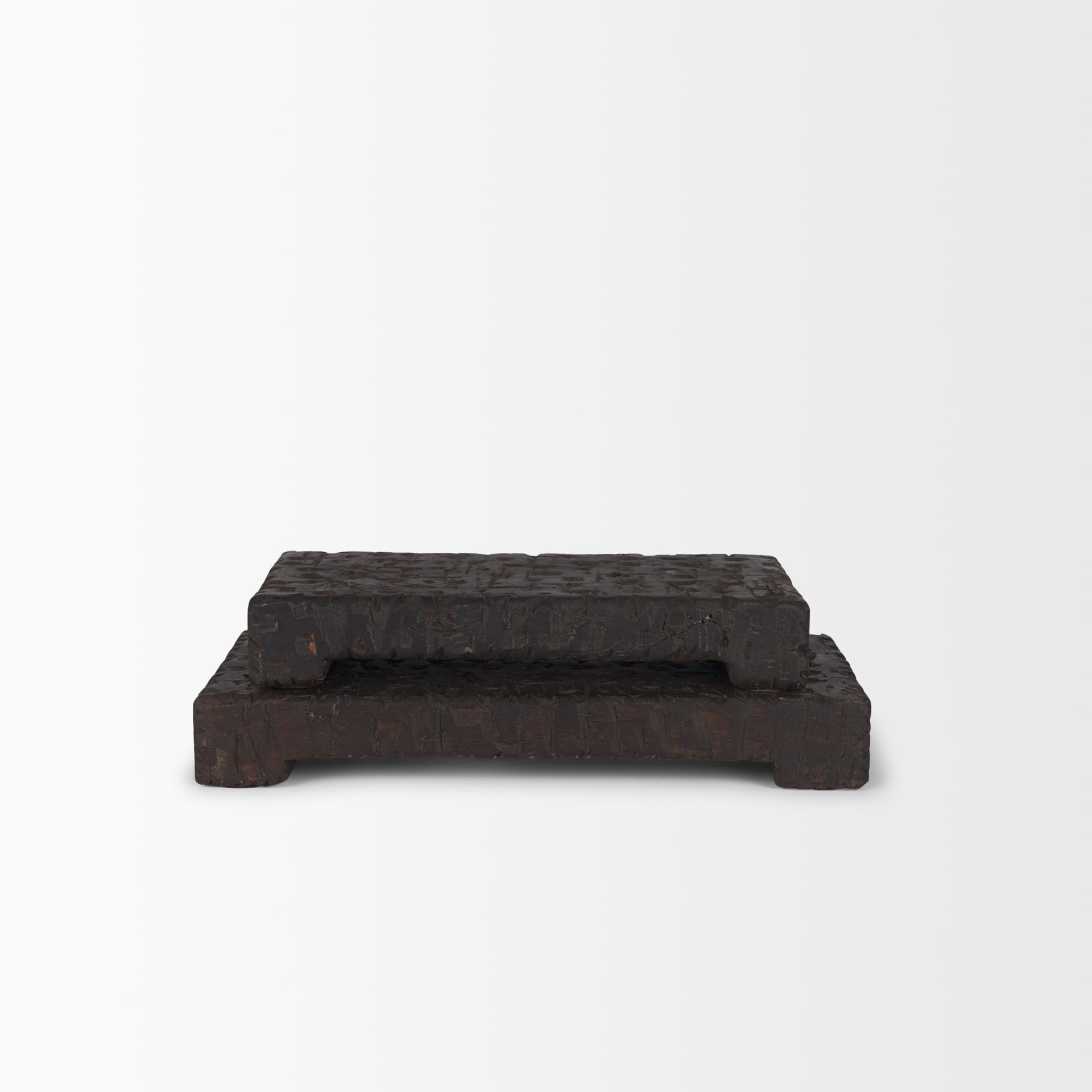 Shira Reclaimed Dark Brown Wooden Riser (Set of 2), Decorative Tray by Mercana, 18" length x 7.75" width x 2.5" height View 6