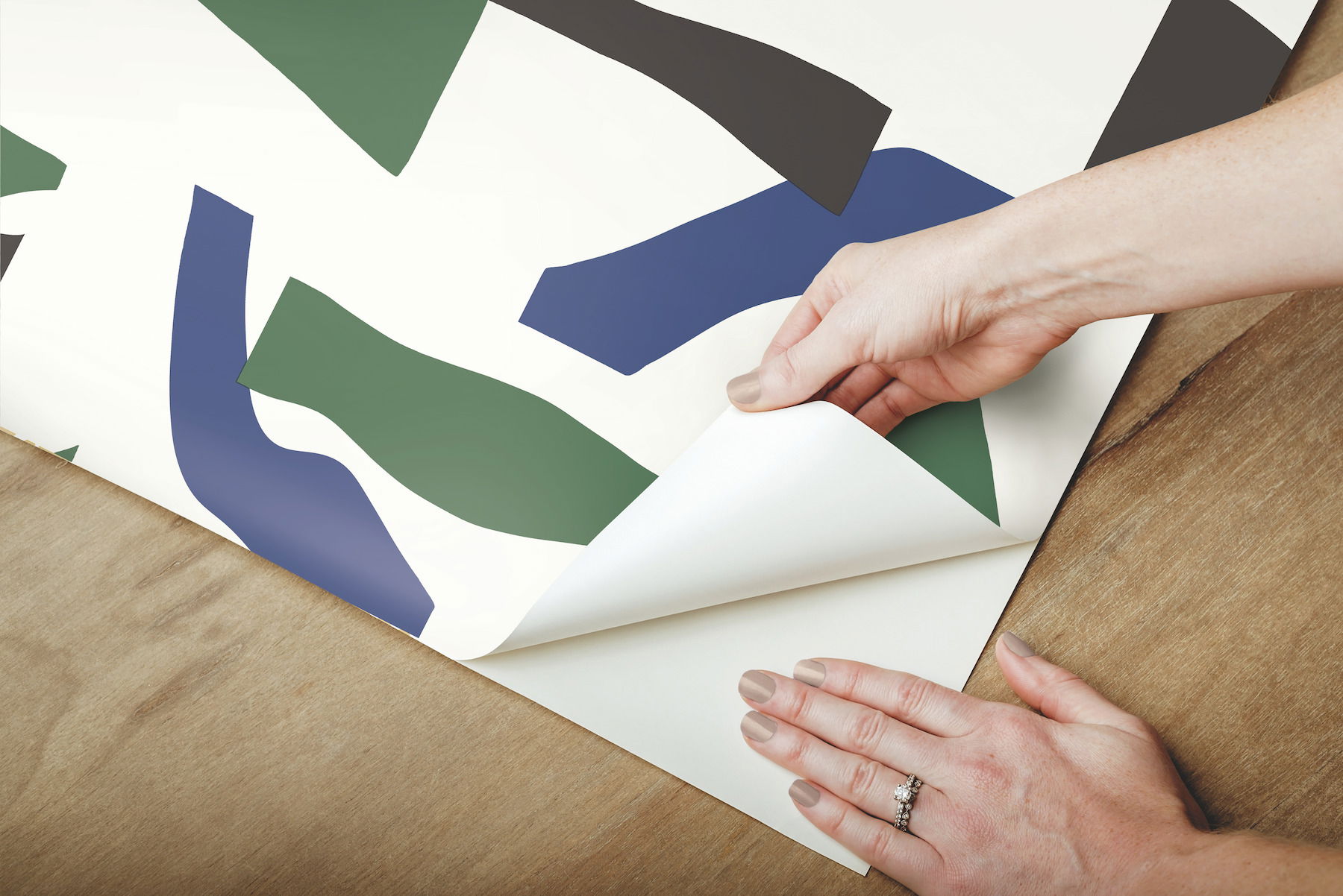 Modernist Green & Blue Peel & Stick Wallpaper, by York Wall, 20' length x 1'8.5" width x 0.02" depth View 6