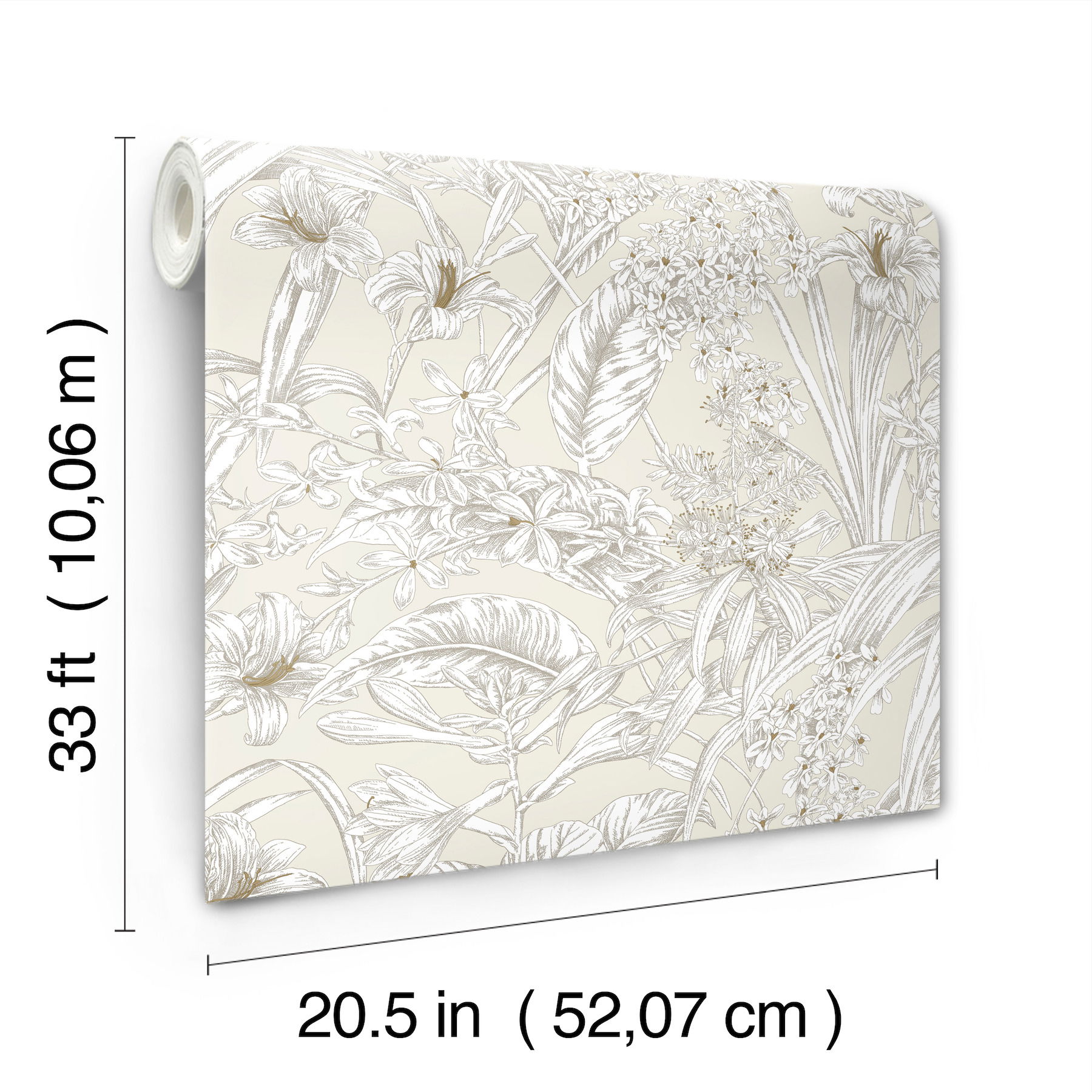 Orchid Conservatory Toile Beige & Taupe Wallpaper, by York Wall, 33' length x 1'8.5" width x 0.02" depth View 8