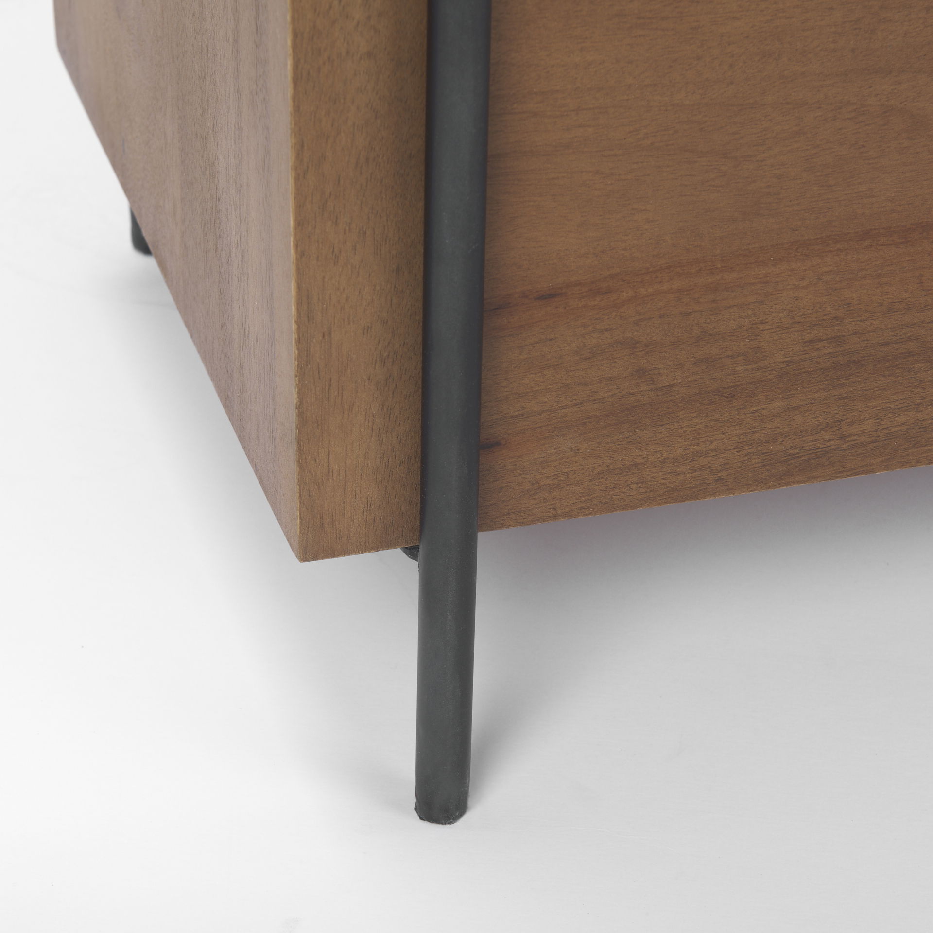 Maddox  40.0L x 18.5W x 32.75H Brown Solid Wood Black Metal 2 Door Accent Cabinet large image 
