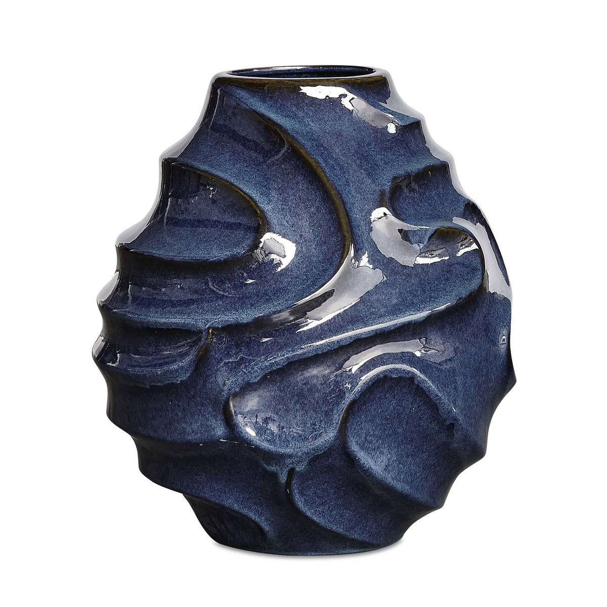 Helix Swirl Blue Outdoor Vase, by Uttermost, 1'2.5" width x 1'4.25" height x 1'2.5" depth View 1