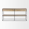 Morris  Beige Wood with Black Metal Frame 2 Drawer Console Table, by Mercana, 63" length x 15" width x 31" height thumbnail 5