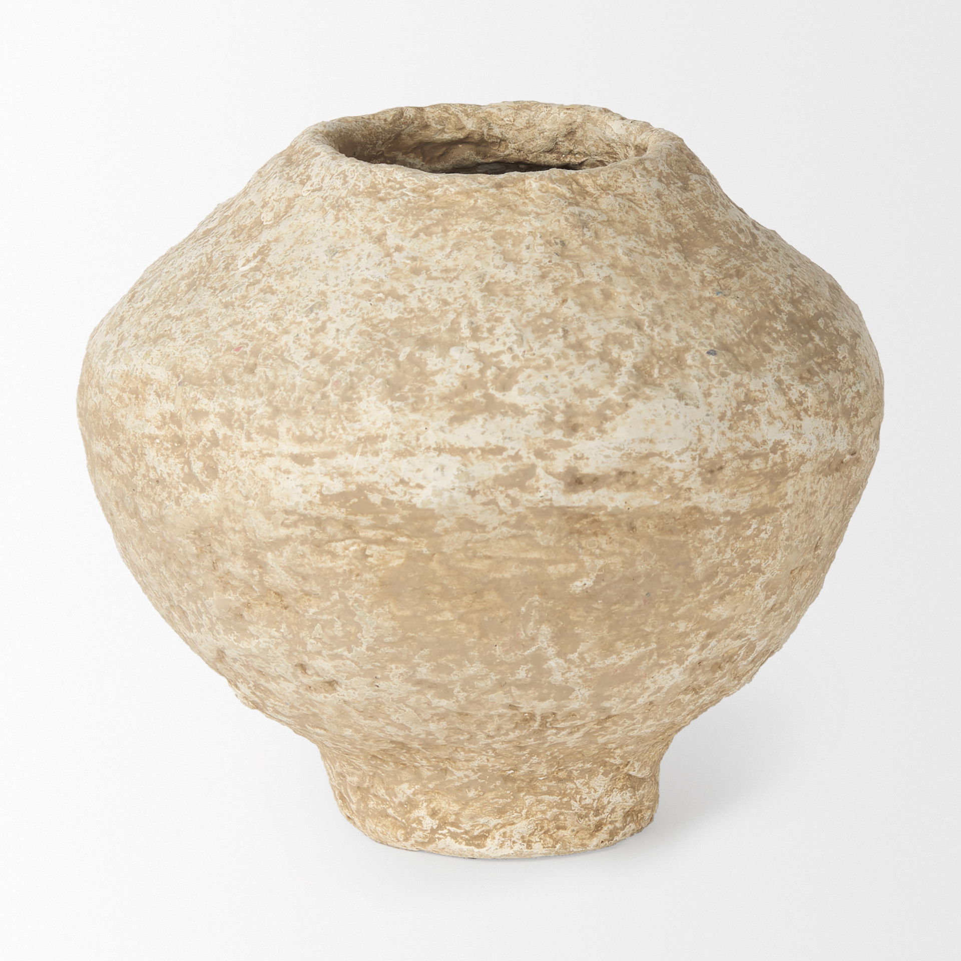 Ritu Small Beige Paper Mache Pot Vase, by Mercana, 9" length x 9" width x 9" height View 6