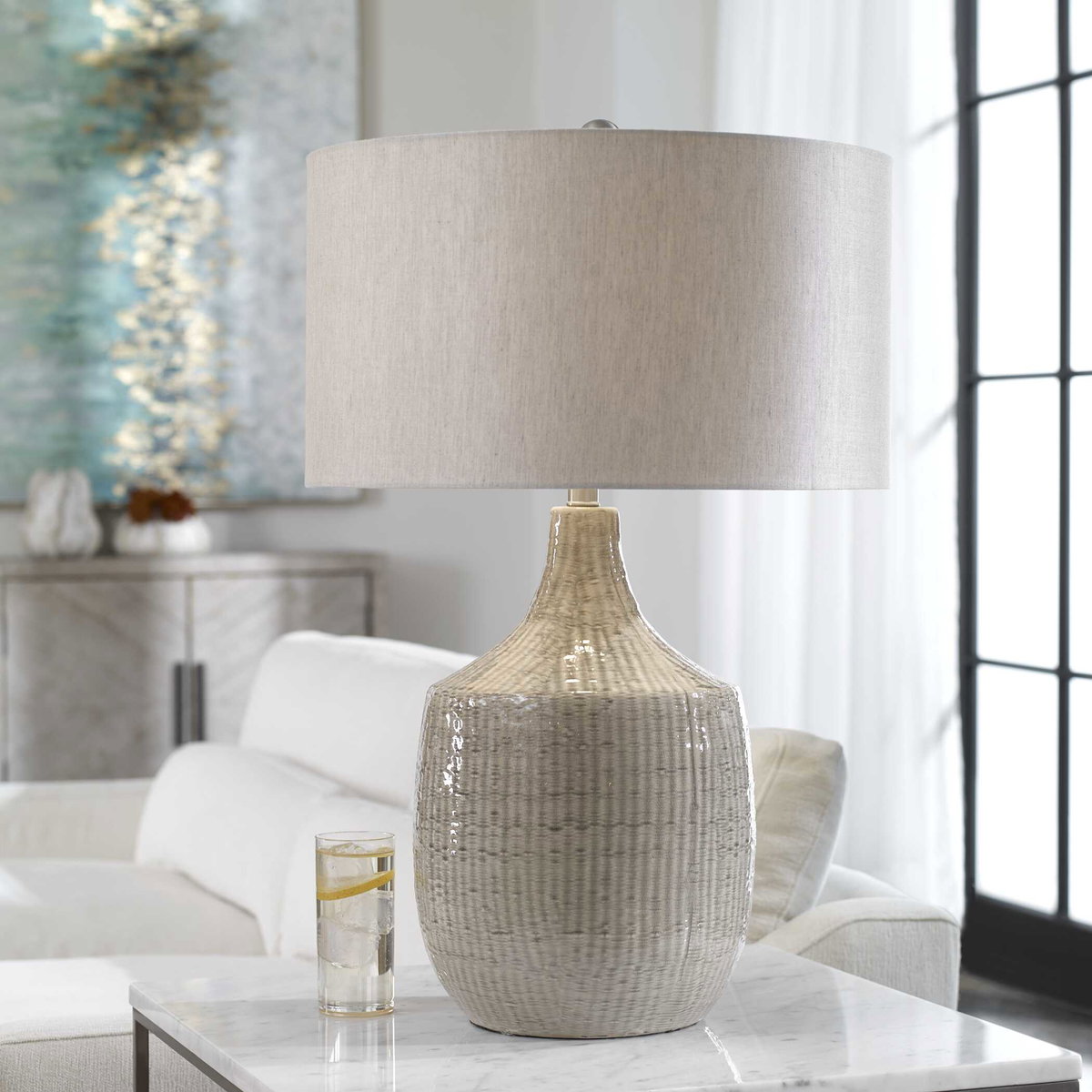 Felipe Gray Table Lamp, by Uttermost, 19" width x 29" height x 19" depth View 2