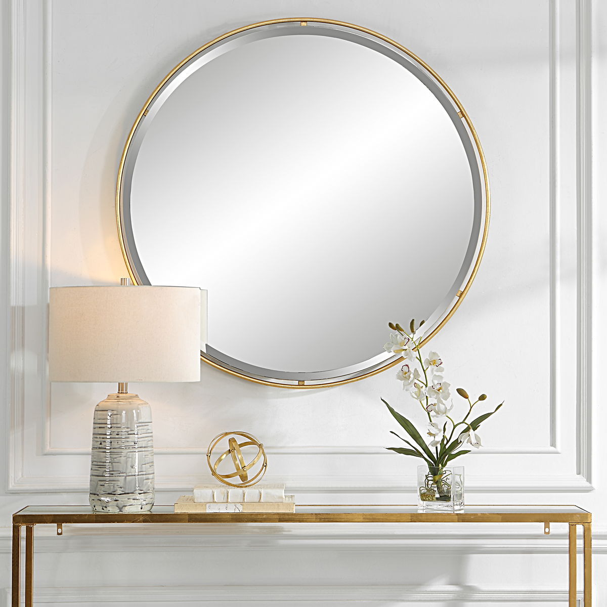Canillo Gold Round Mirror, by Uttermost, 42" width x 42" height x 0.75" depth View 2