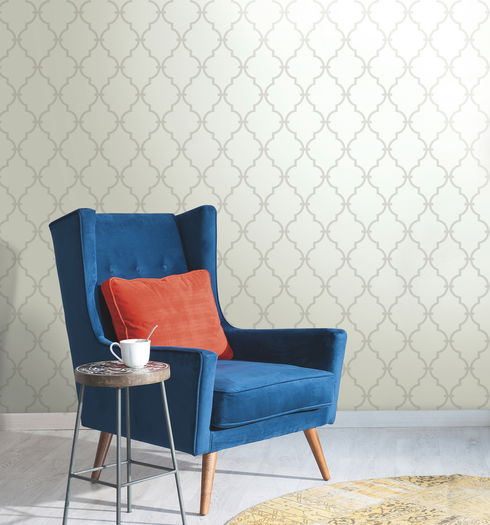 Graphic Trellis White & Soft Grey Wallpaper