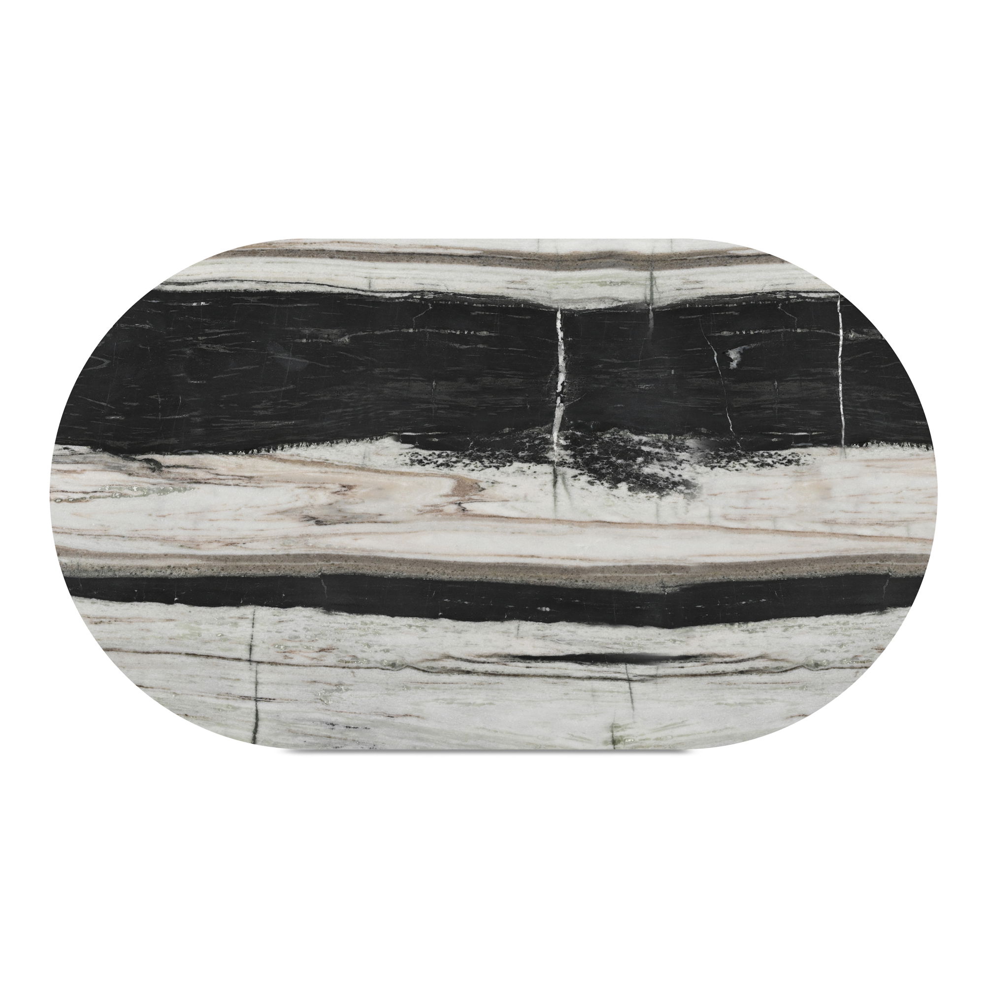 Celia Oval Dining Table Panda Marble large image 