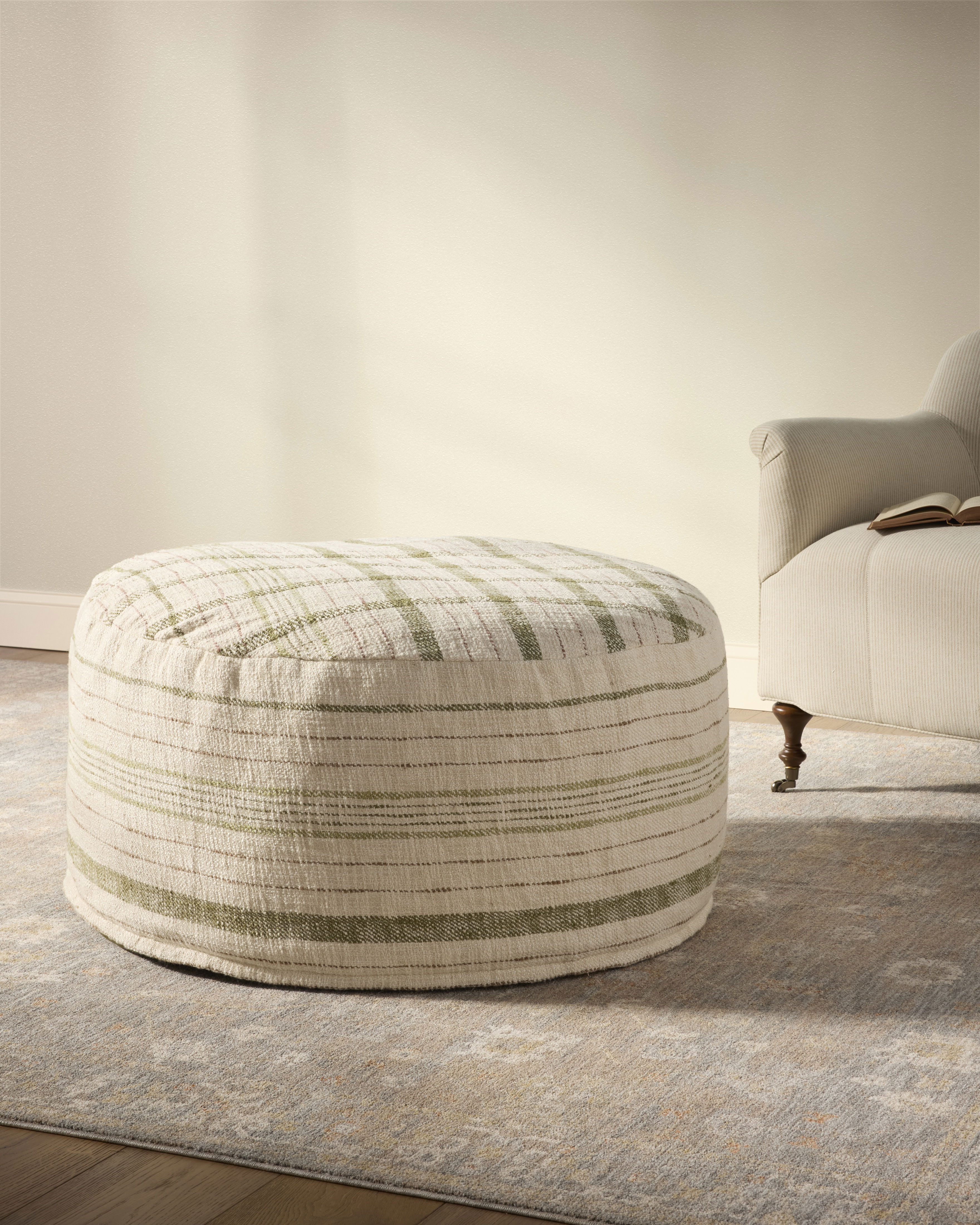 Chris Loves Julia x Loloi Wallace Cream, Ottoman, 36" width x 17" height x 36" depth View 2