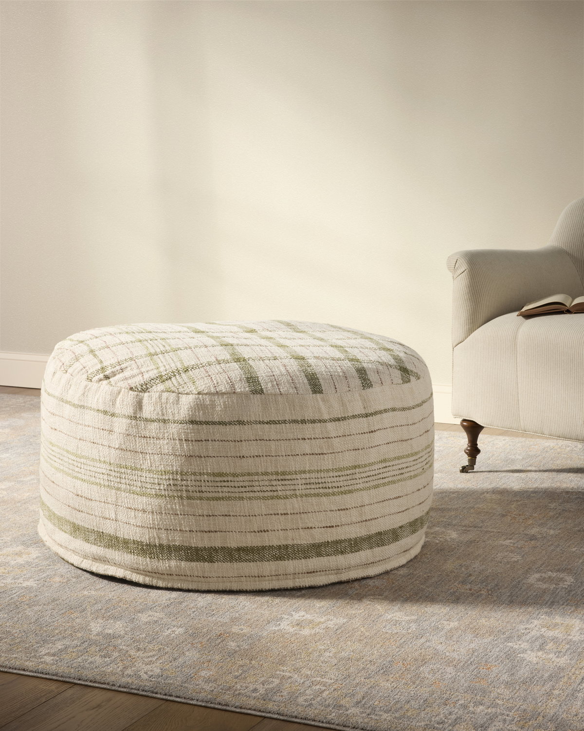 Chris Loves Julia x Loloi Wallace Cream, Ottoman, 36" width x 17" height x 36" depth View 2