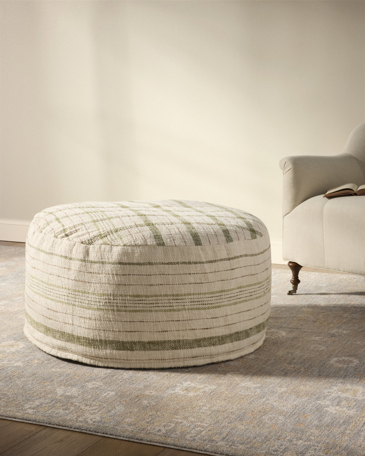 Chris Loves Julia x Loloi Wallace Cream, Ottoman, 36" width x 22" height x 36" depth View 2