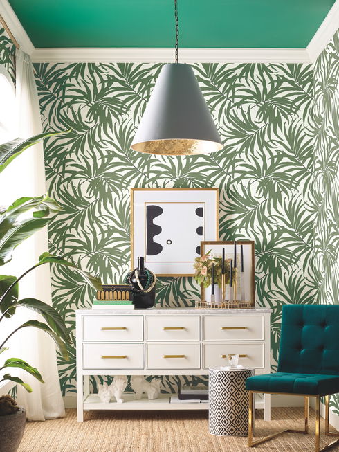 Bali Leaves Green Peel & Stick Wallpaper